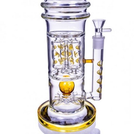 Smoke Runner - 22" Triple Chamber w/ Sprinkler Perc Bong - Amber New