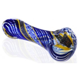 4" Dichro Swirled Glass Spoon Hand Pipe - Fumed New