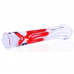 3" Striped Chillum - Red N White New