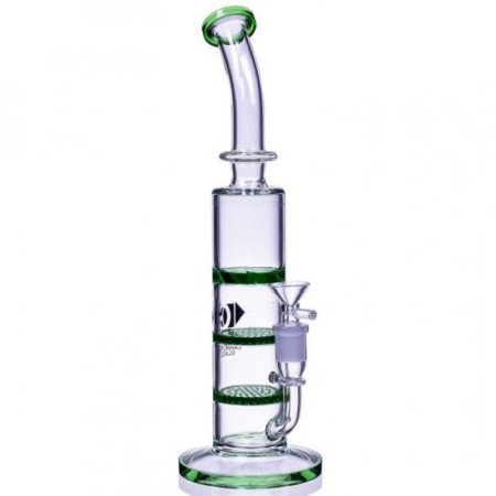 Tower Of Smoke - Diamond Glass? - 12" Double Honeycomb To Turbine Perc Bong - Green New