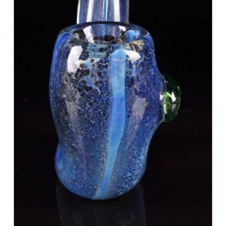 5" Fritted Striped Sherlock Glass Hand Pipe Fumed - Aqua Blue New