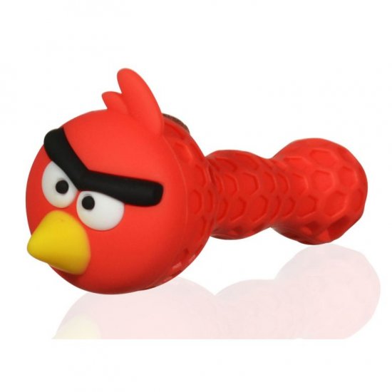 5\" Inspired angry birdy Silicone hand pipe With Removable Glass Bowl New