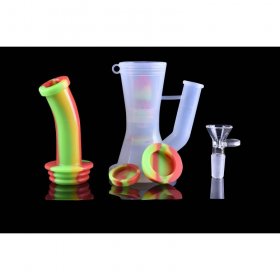 10" Silicone Bong with Showehead Perc to Honeycomb Perc - Tilted Rasta New
