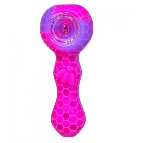 Stratus - 4" Silicone Hand Pipe With Honey Comb Design - Pinkish Purple New