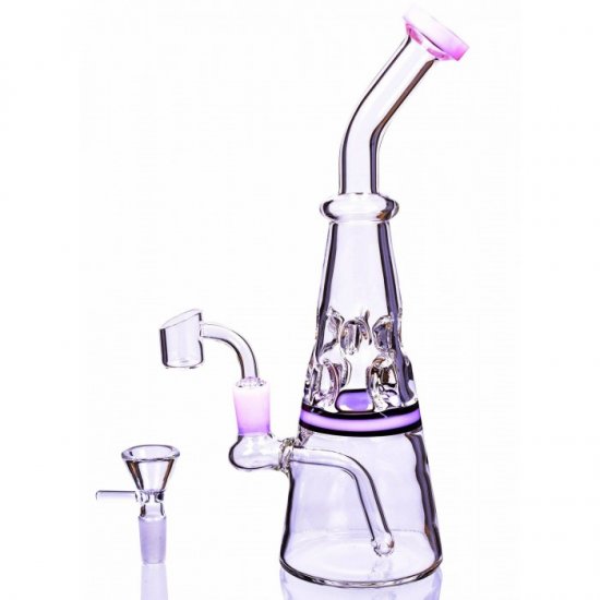 The Waffle Cone - 11\" Tilted Neck Bong w/ Bowl & Banger - Pink New