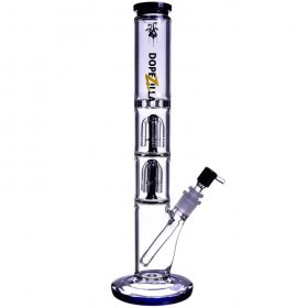 16" Extra Heavy Double Tree Perc Bong Water Pipe w/ Matching Bowl - Black New