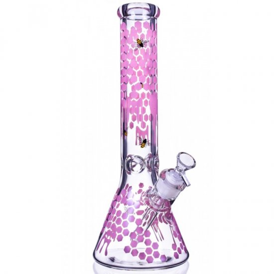 The Apiary - 14\" Honeycomb Beaker Bong - Pink New