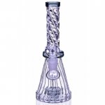 Mortal Smoke - 8" Spiral Design Matrix Perc Beaker Bong - Ash Black New