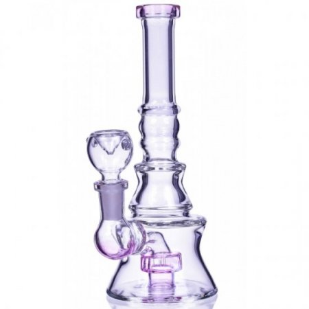 The Apex - 8" Concave Design Matrix Perc Bong - Pink New