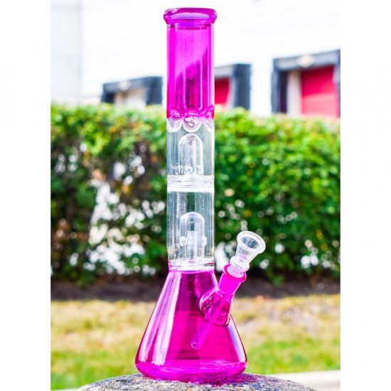 The Colorful - 13\" Twin Dome Percolators Bong - Pink New