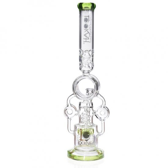 Smokenator - Lookah Platinum Design Series Bong - 20\" Platinum Donut Recycler Bong With Spiral Percs - Lake Green New