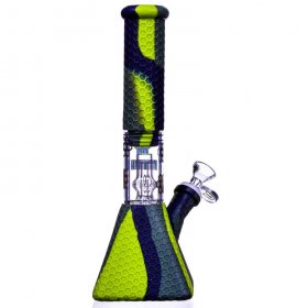 SMOKE PYRAMID - 11" STRATUS PYRAMID SILICONE BONG WITH 19MM DOWN STEM AND 14MM BOWL - GREENISH BLACK New