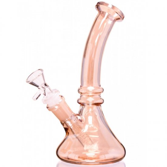 Royal Smoker\'s - 8\" Tilted Neck Shiny Bong - Golden Fumed New