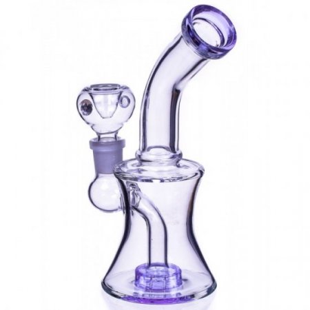 Smokey Meadows - Tilted Neck Showerhead Perc Bong - Purple New