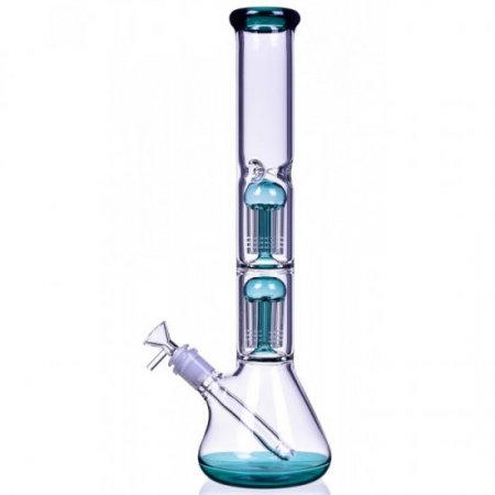 17" Double Tree Perc Bong with Down Stem and Matching Bowl New