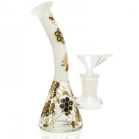 5" Holographic Golden Honeycomb Water Pipe - White New