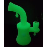 8" Silicone Glow In The Dark Dab Rig by Stratus Includes 14mm Banger - Green New