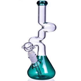 The Goliath - Curved Neck Double Zong Bong Water Pipe - Teal New