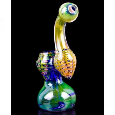 The Peacock - 7" 24KT Golden Bubble Trap Sherlock Bubbler New