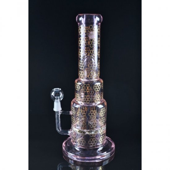 10\" Golden Hurricane Designed - Oil Rig - Pink Bong New