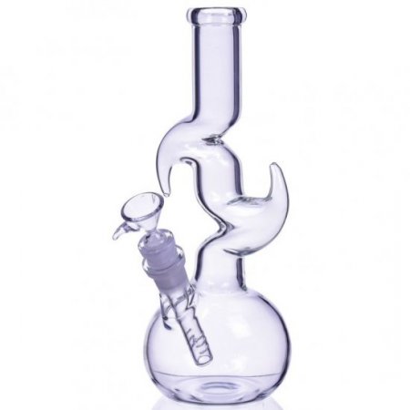 The Time Warp - CLEAR GLASS Bong BUBBLE BEAKER WITH ANGLED NECK New