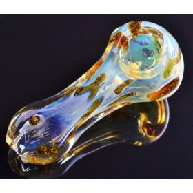 2.5" Spotty Glass Pipe - Golden Fumed New