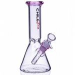 8" CHILLGLASS CLEAR BEAKER BASE BONG WATER PIPE - Pink New