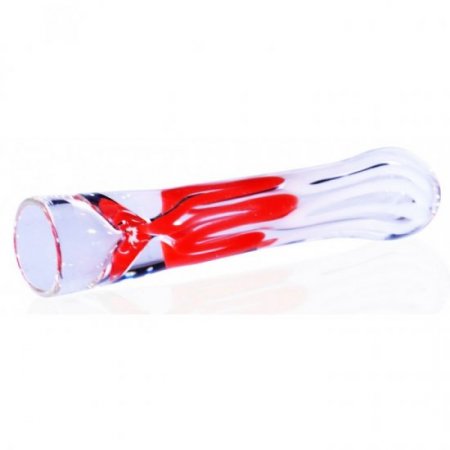 3" Striped Chillum - Red N White New