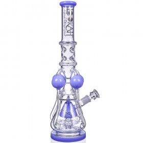 The Amazonian Trophy - LOOKAH PLATINUM SERIES - 19" SMOKING BONG WITH 4 CIRCULAR CHAMBER RECYCLER AND SPRINKLER MUSHROOM PERC - Milky Blue New