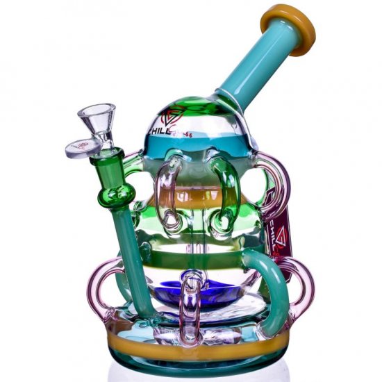 Triple Mac - ChillGlass - 10\" 3 Layered Showerhead Perc Recycler Bong New