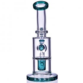 The Primal - 9" Showerhead Perc Bong/Dab Rig - Teal New