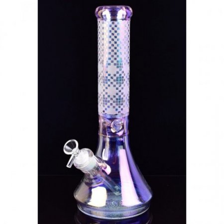 Stereo Night - 14" Chameleon Sandblasted Beaker Base Bong - Pink New