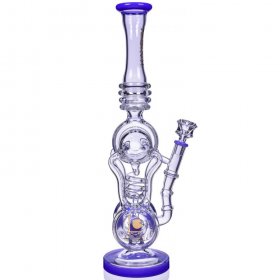 Twin Turbo - Lookah? - 16" Double Barrel Recycler Bong - Purple New