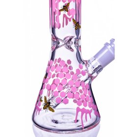 The Apiary - 10" Honeycomb Beaker Bong - Pink New