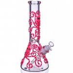 Smokey Octopus - 13" Glow In The Dark Beaker Bong - Pink New