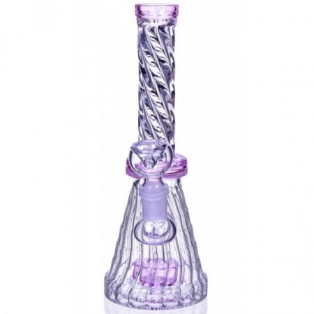 Thunder's Calli'n - 8" Spiral Design Matrix Perc Beaker Bong - Pink New