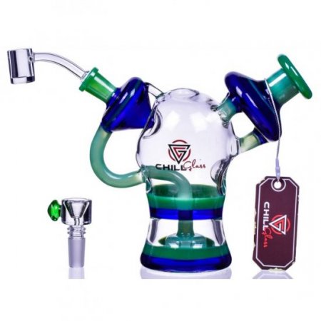 Smoke Mocha - ChillGlass - 8" In N Out Showerhead Perc Recycler Bong New