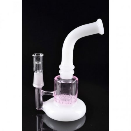 5" Micro Honeycomb Oil Rig Water Pipe Tilted - Saucer Chamber - White & Pink New