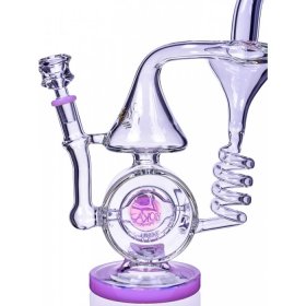 Smoke Artillery - Lookah? - 13" BARREL SPIRAL CONE RECYCLE BENT NECK GLASS WATER PIPE - Pink New