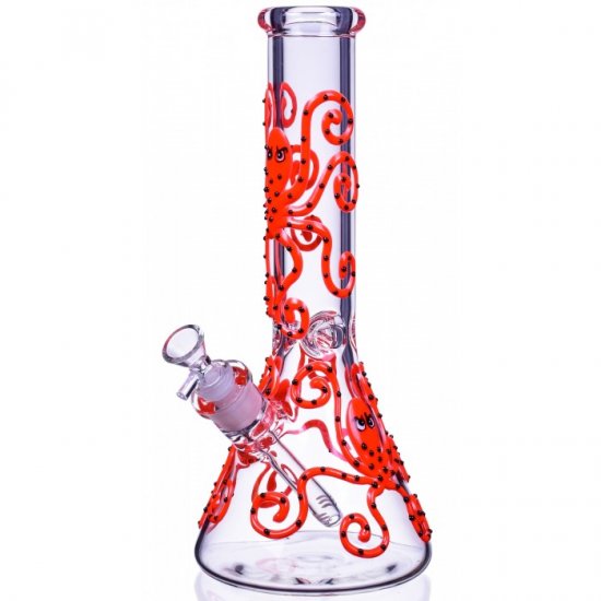 Smokeyoctopus - 13\" Glow In The Dark Beaker Bong New