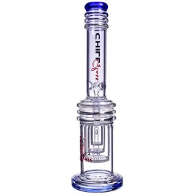Chill Glass 17" Bong with Triple Honeycomb Percs Very Thick and Heavy - Clear Blue New