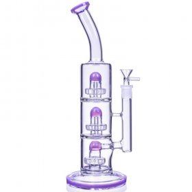 The Defender - 14" Triple Inline Showerhead Bong - American Purple New