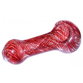 3" Hypnotic Glass Spoon Hand Pipe - Red swirls New