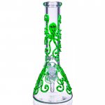 Smokey Octopus - 13" Glow In The Dark Beaker Bong - Green New