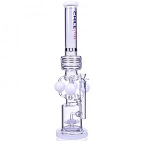 The Eris - Chill Glass - 21" Quad Ball Chamber Sprinkler Perc Bong - White New