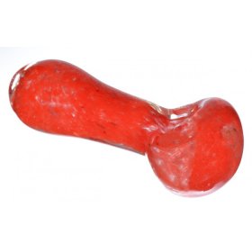 3" Marble Swirled Glass Spoon Hand Pipe - Red New