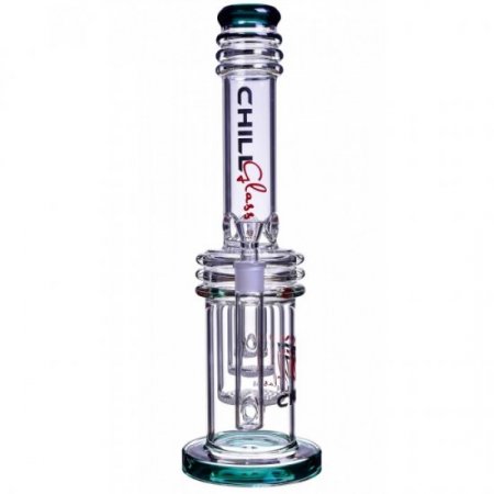 Chill Glass 17" Bong with Triple Honeycomb Percs Very Thick and Heavy - Teal New