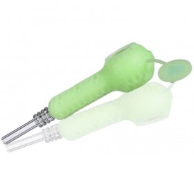 Stratus - 4" Silicone Hand Pipe 2 In 1 With Honey Dab Straw - Glow in The Dark New