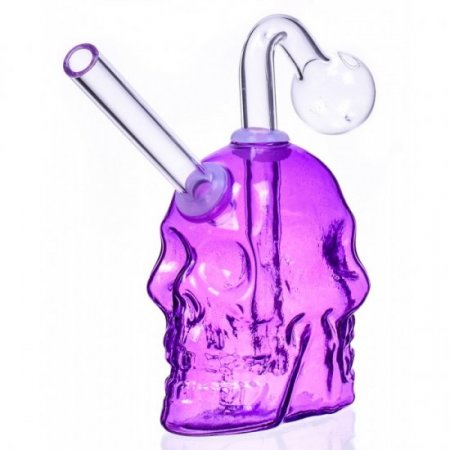 The Twins - Skull Design Dab Rig Bong - Purple New