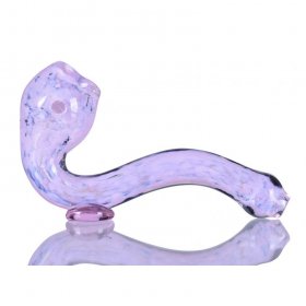 5" Fritted Sherlock Glass Pipe - Pink Slyme New